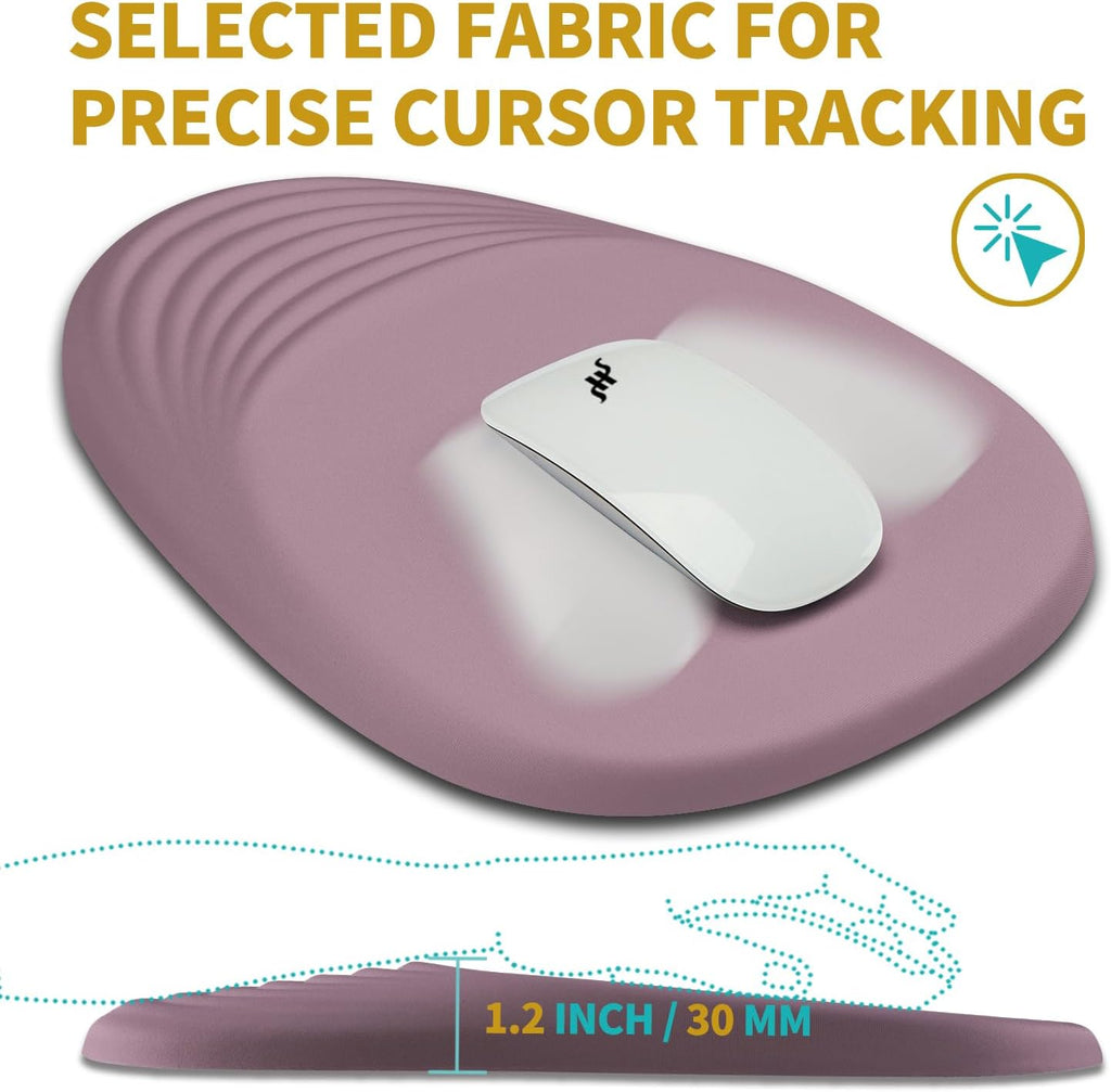 Hokafenle Ergonomic Mouse Pad Wrist Support with Stepped-Wedge Design, Wrist Rest Pain Relief Mousepad Filled with Memory Foam, Carpal Tunnel Mousepad for Wireless Mouse(12x8 inch, Purple)