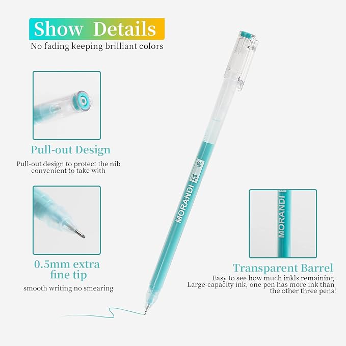9 Colored Gel Pens Set, 0.6mm Fine Point - Image 5