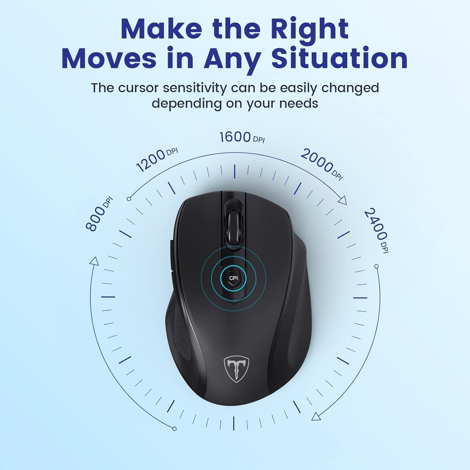 Wireless Mouse, D-09 Computer Mouse USB Cordless Mice for Laptop, Ergo Grips, Lightspeed 5-Level 2400 DPI, 16 Months Battery, Portable for PC Mac Chromebook (2Pack)