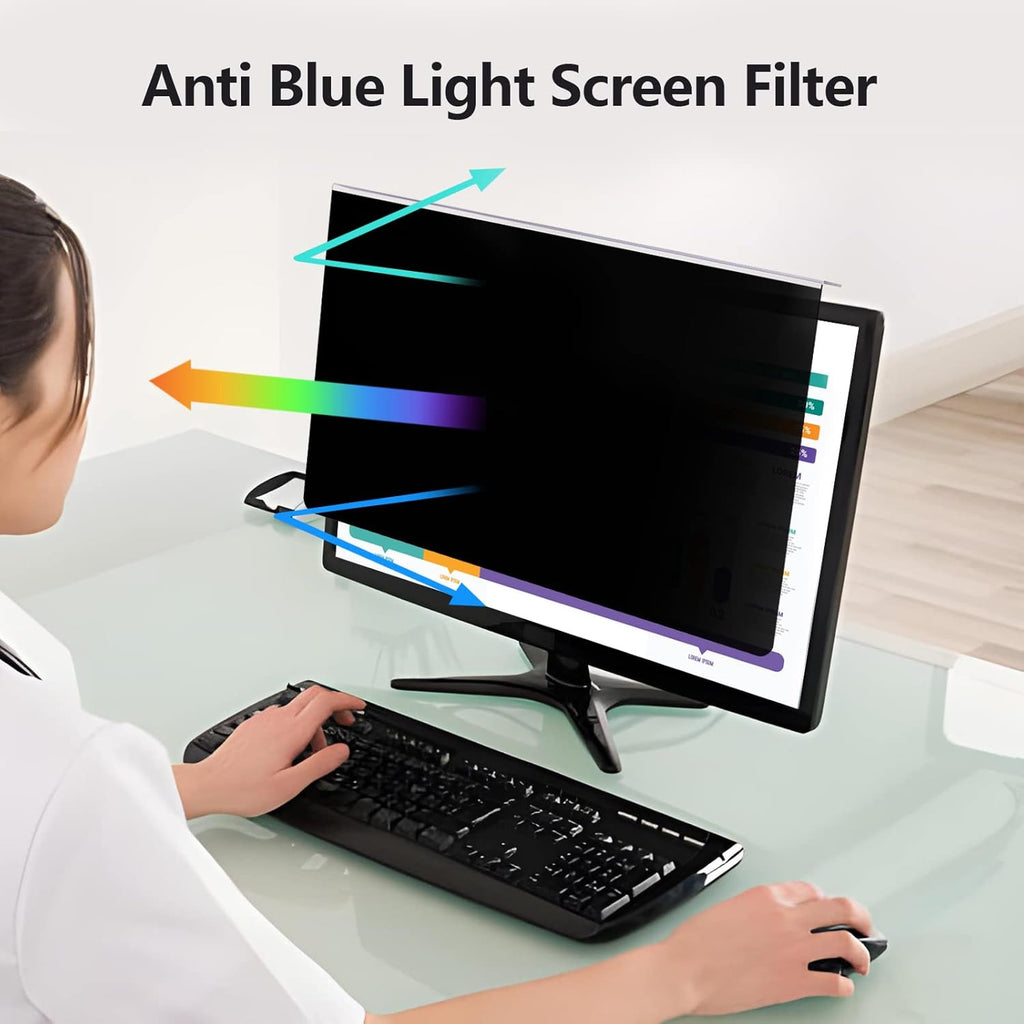 Computer Privacy Screen Protector for 20, 20.2, 21.5, 21.6, 22 Inches - 16:9/16:10 Aspect Ratio Monitor Anti Blue Light Widescreen Filter Hanging Type Easy Installation Shield for Desktop Computer