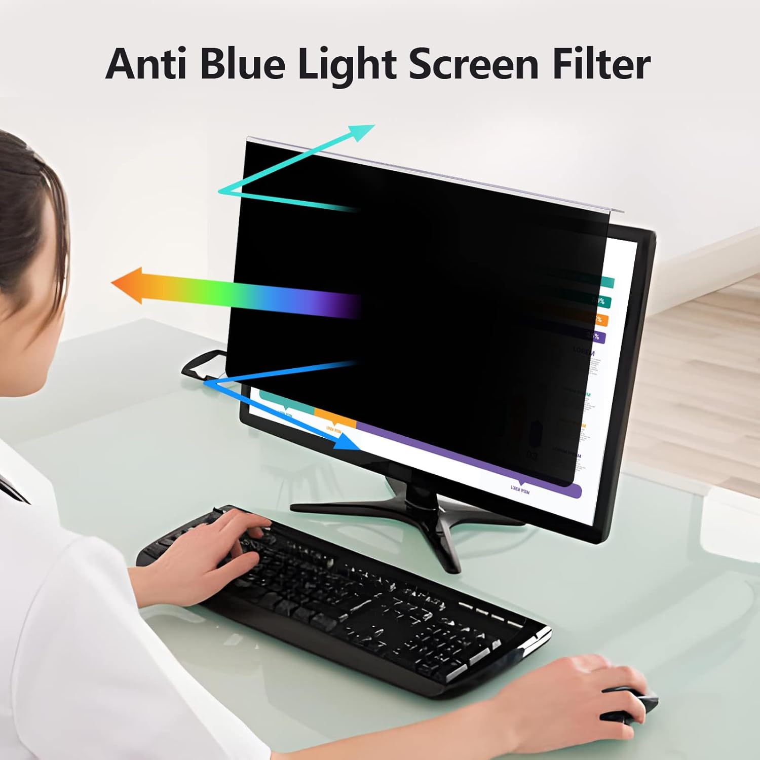 Computer Privacy Screen Protector for 20, 20.2, 21.5, 21.6, 22 Inches - 16:9/16:10 Aspect Ratio Monitor Anti Blue Light Widescreen Filter Hanging Type Easy Installation Shield for Desktop Computer