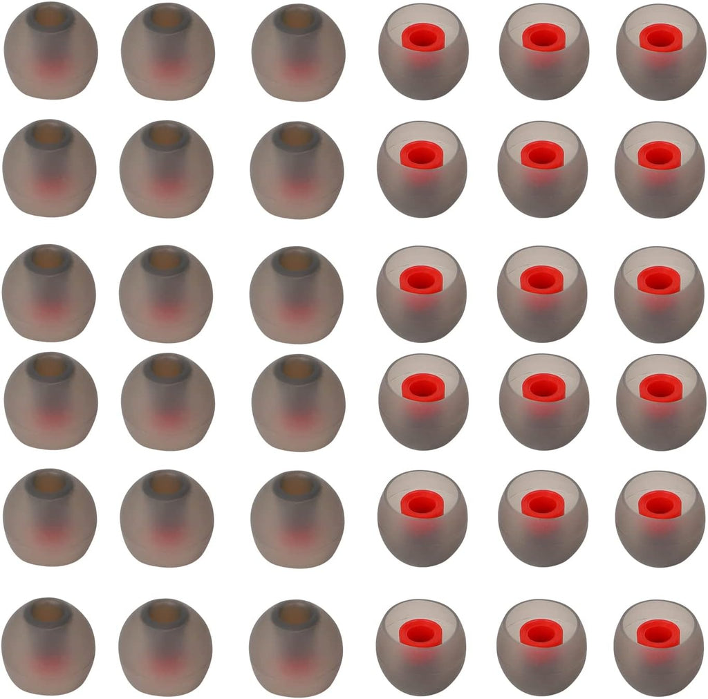 36 Pieces Small Earbud Tips Soft and Comfortable Ear Bud Replacement Pieces Silicone Fit Most in-Ear Headphones，Inner Hole 3.8mm -5.5mm，Small Black and Red Replacement Eartips