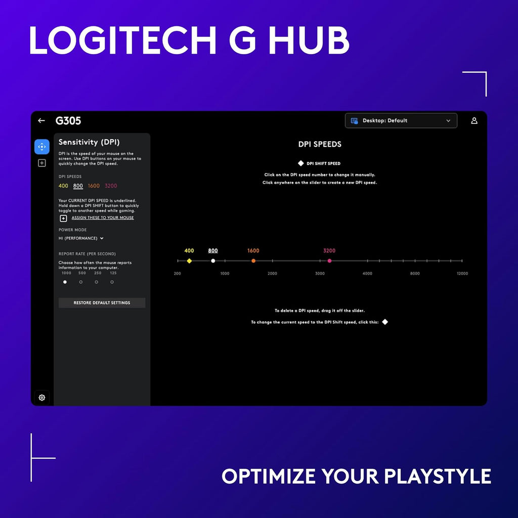 Logitech G305 LIGHTSPEED Wireless Gaming Optical Mouse, Hero 12K Sensor, 12,000 DPI, Lightweight, 6 Programmable Buttons, 250h Battery Life, On-Board Memory, PC/Mac - Blue