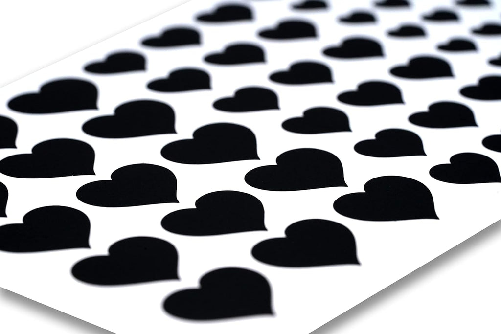 BLOCKED Stackable Webcam/Camera Vinyl Covers | 57 Low-Tack Restickable Webcam Sticker | 3-Sizes | Black 57-Pack Hearts (Muted Matte)