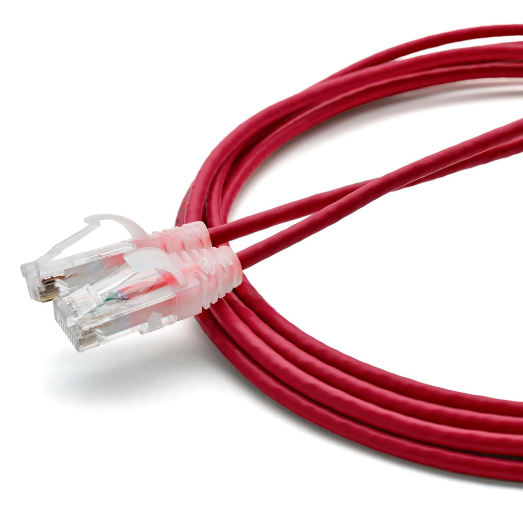 TRUECABLE Cat6 Component Rated Patch Cable, Unshielded (U/UTP), 10ft, Red, 28AWG Solid Copper, Snagless 10G High-Speed Ethernet Cable, PoE++ 4PPoE 100W, UL Listed, RoHS-3, 1 Pack