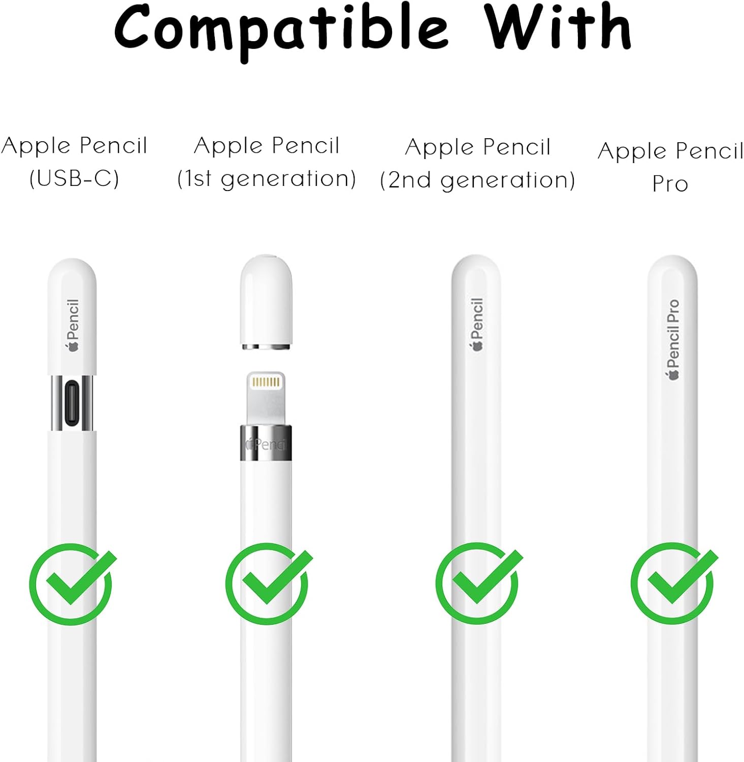 6 Pack Fine Point Replacement Tips Compatible with Apple Pencil 2nd Generation, Apple Pencil 1st Generation & Apple Pencil USB-C Colorful Nibs (Original/Pink/Green/Yellow)