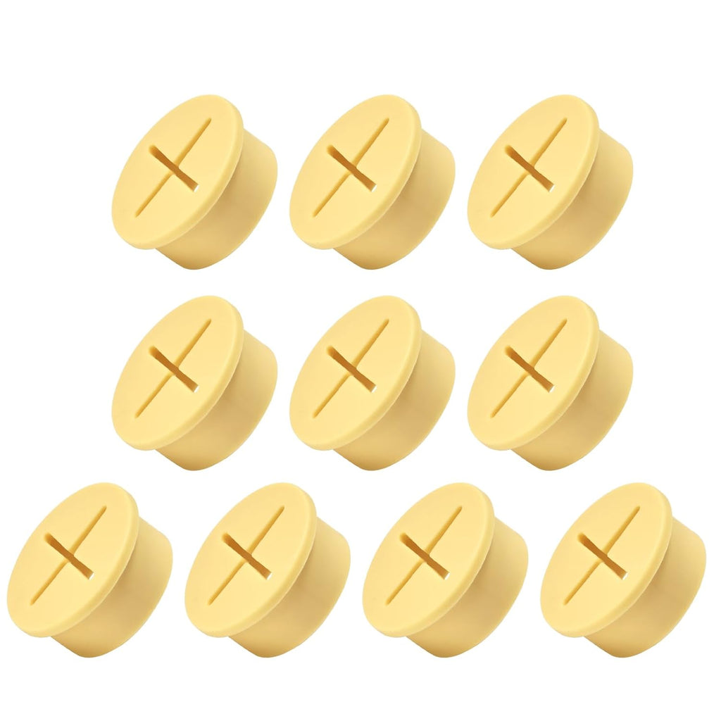 10Pcs Desk Grommet, 1" (25mm) Yellow Silicone Cord Hole Cover, Flexible Rubber Wire Grommets, Wall Grommets for Cables Management, Table, Countertop, Cabinets and Furnitures Wire Organizer