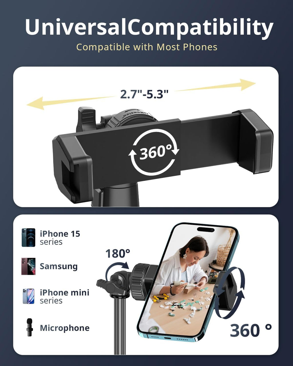 UBeesize 12'' Selfie Ring Light with 62’’ Tripod Stand for Video Recording, Live Streaming(YouTube, Instagram, TIK Tok), Compatible with Phones, Cameras and Webcams