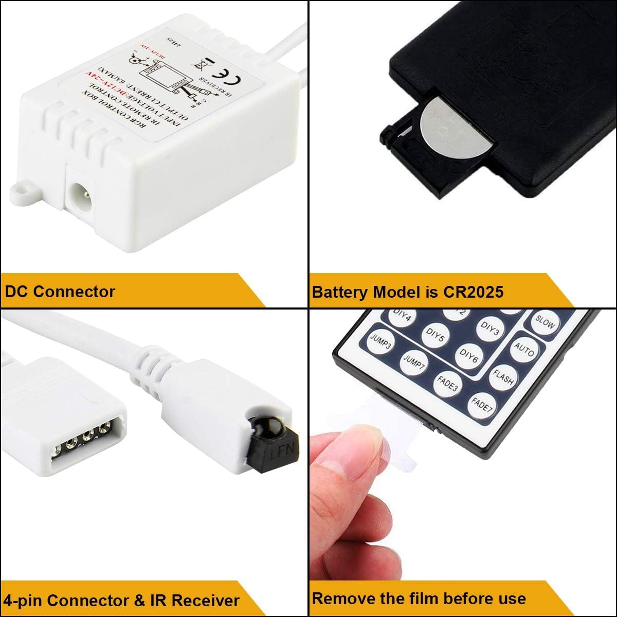 SUPERNIGHT 1-to-3 Remote Controller Dimmer for RGB LED Strip Lights, One Remote Can Control 3pcs Light Strips Synchronously, for SMD 5050 2835 3528 Multi Color Changing Rope Lights (3 Ports)