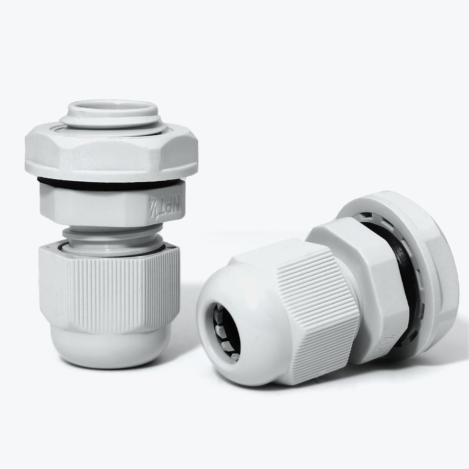 10 Pcs 1/4" NPT Nylon Cable Glands, IP68 Waterproof Adjustable Cord Grip Cable Connector Strain Relief Wire Protectors for 4-6mm Cable Diameter, Grey