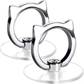 Cat Phone Ring Holder - EI Sonador Clear Cell Phone Ring Holder Transparent Stand Finger Grip (2 Silver Cat)
