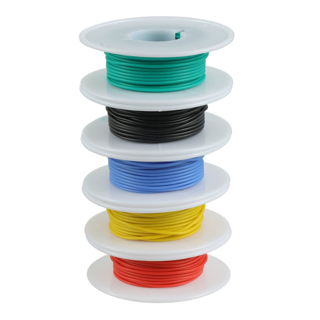 BOJACK 28 AWG Flexible Silicone Wire Electric Wire Hook up Wire Kit 300V Cables with Plus 20 φ2mm Heat Shrink Tubings and a Mini Wire Stripper(5 Colors 32.81Ft Each Color, 28AWG)