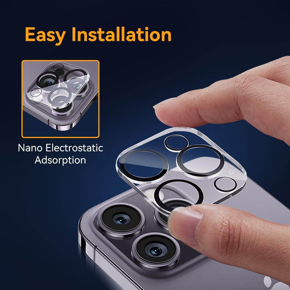 Camera Lens Protector for iPhone 13 Pro 6.1" & iPhone 13 Pro Max 6.7",9H Tempered Glass，Ultra HD, Scratch Resistance Easy to Install，Case Friendly，[Does not Affect Night Shots] 3-Pack