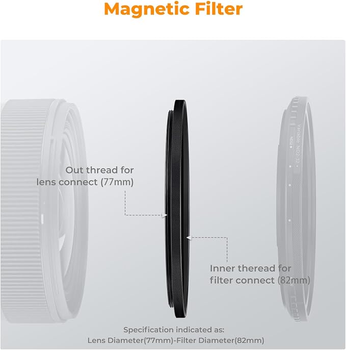 K&F CONCEPT 49-82mm Magnetic Filter Adapter Ring, - Image 3