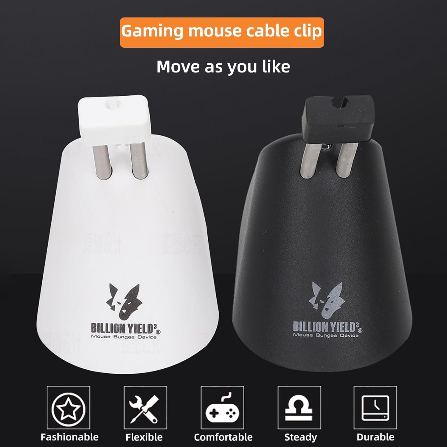 Gaming Mouse Bungee, Mouse Cord Holder and Cable Management Device (Primium Version 360g, Black)