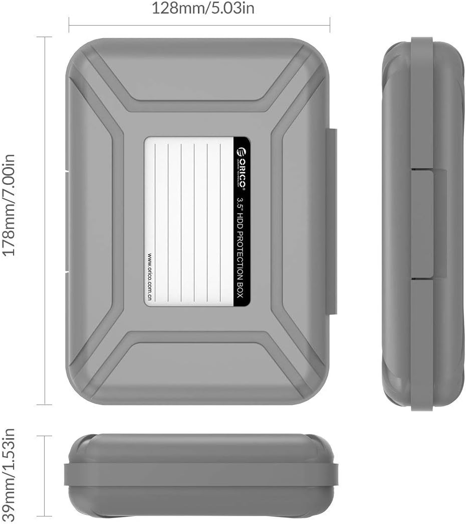 ORICO External Hard Drive Case for 3.5 Inch HDD/SSD 5 Packs Portable Hard Drive Carrying Protective Storage Box Anti-Static and Shockproof (Multicolor)-PHX5C