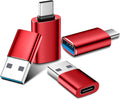 Temdan USB to USB C Adapter for iPhone 16 Charger 4 Pack,USBC Female to A Male OTG Type C Converter for Apple Watch Ultra iWatch 7 8 9 10,iPhone 16 15 14 13 Plus Pro Max,AirPods,OTG Adapter-Red
