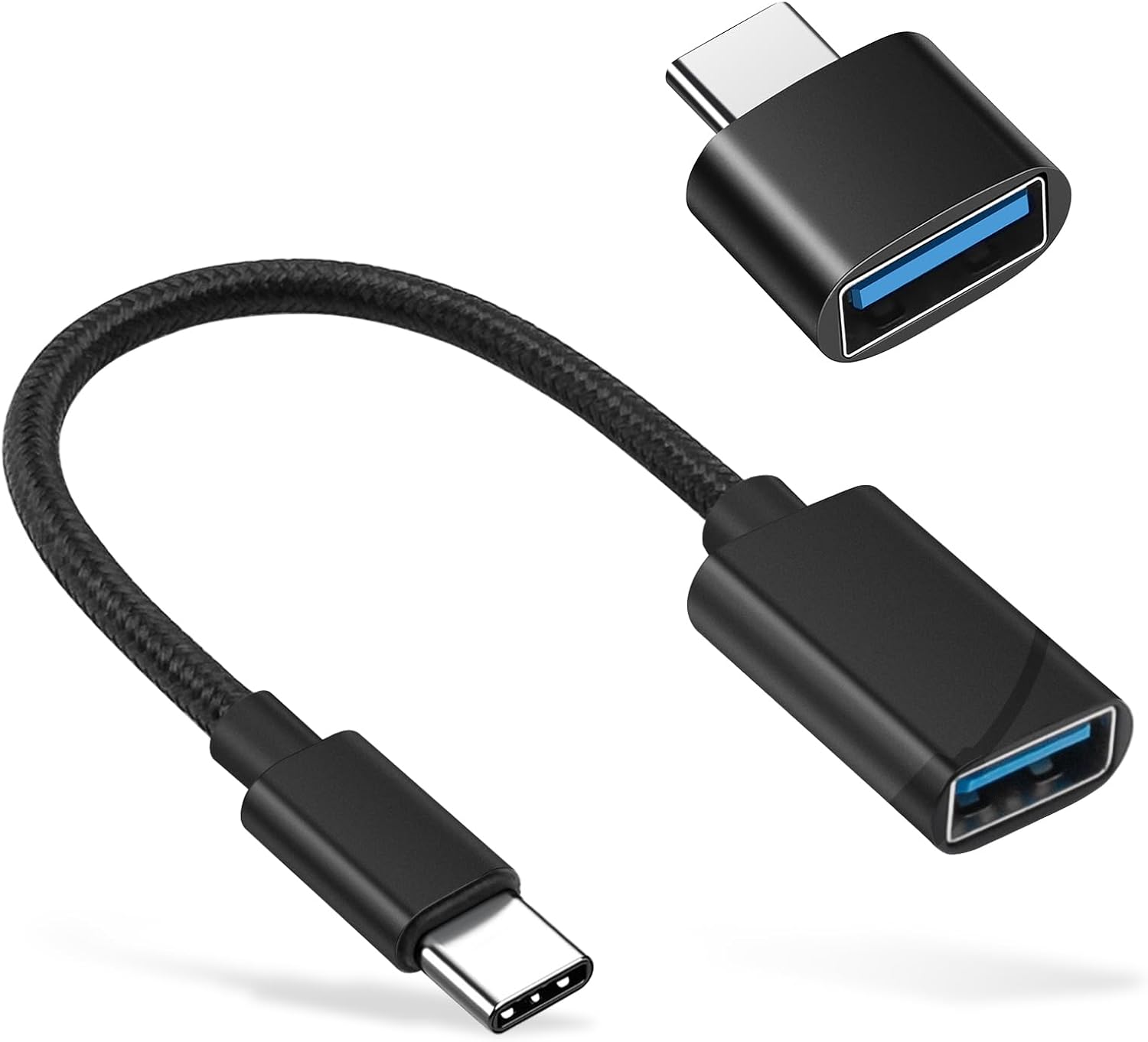 BORLTER CLAMP USB C to USB 2.0 Adapter, Type-C OTG Cable [2 Pack] USB Type C Male to USB Female Adapter, USB-C Adapter for MacBook 2019/2018/2017,iPad,Samsung Galaxy and More