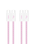 Belkin USB C to USB C Cable 2-Pack, 3.3ft, 60W - Type C Charger, iPhone Charger Cord, Soft, Braided, Flexible for iPhone 16, Galaxy S25, Pixel 9, Airpods, iPad Pro & More, Travel Essentials - Pink