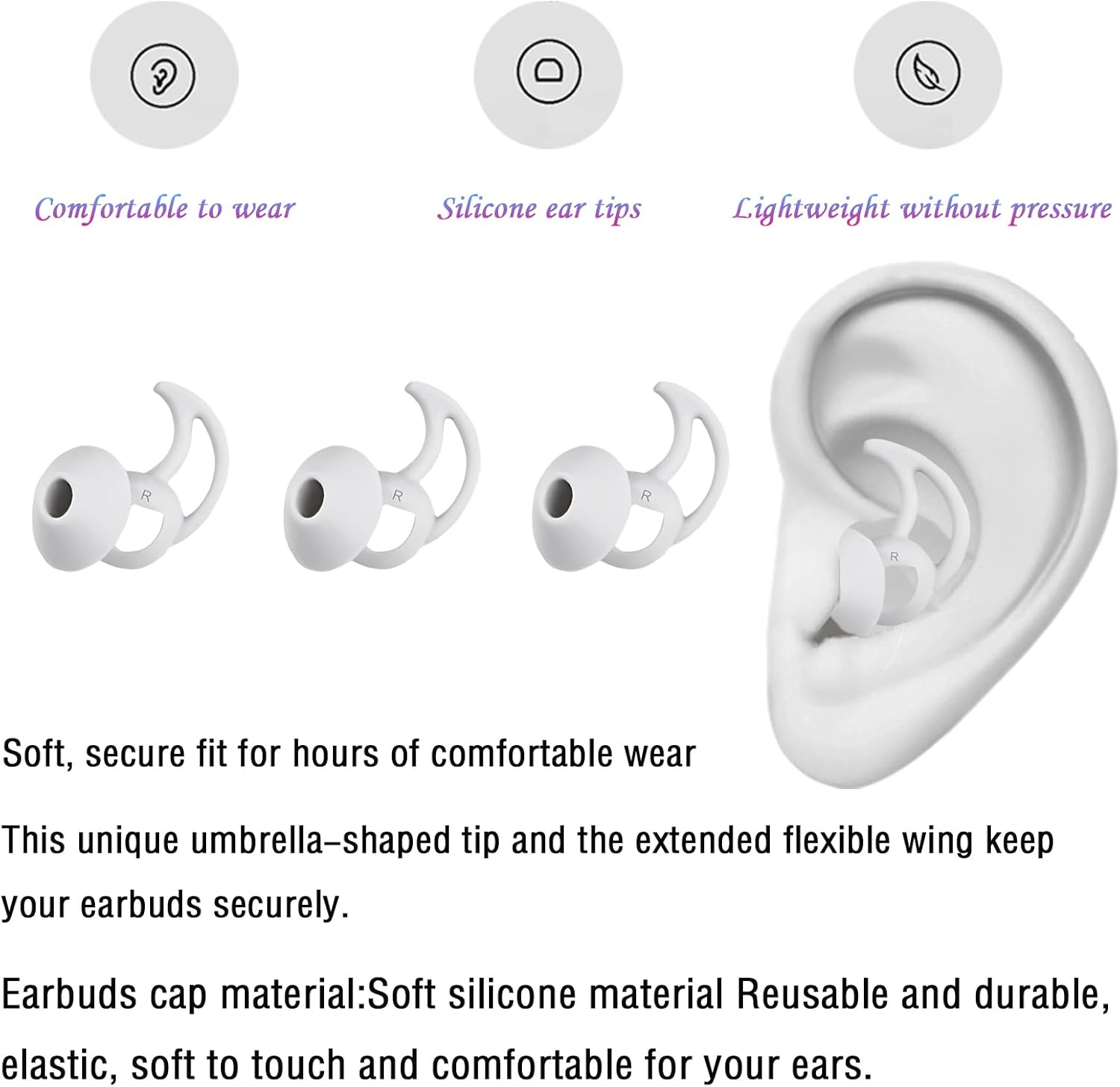 Small Silicone Ear Tips Replacement Earbud Tips Compatible with Bose Quietcomfort and Sport Headphone Eartips Rubber Tips Earbud Cap 3 Pairs