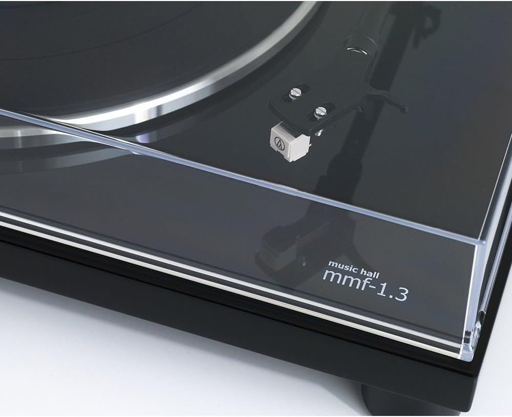Music Hall mmf-1.3 Turntable Belt Drive Electronic Speed Control Aluminum Tonearm Audio Technica Cartridge Built-in Phono Pre-Amp Vibration-Damping Features Included Easy Set-Up and Elegant Design