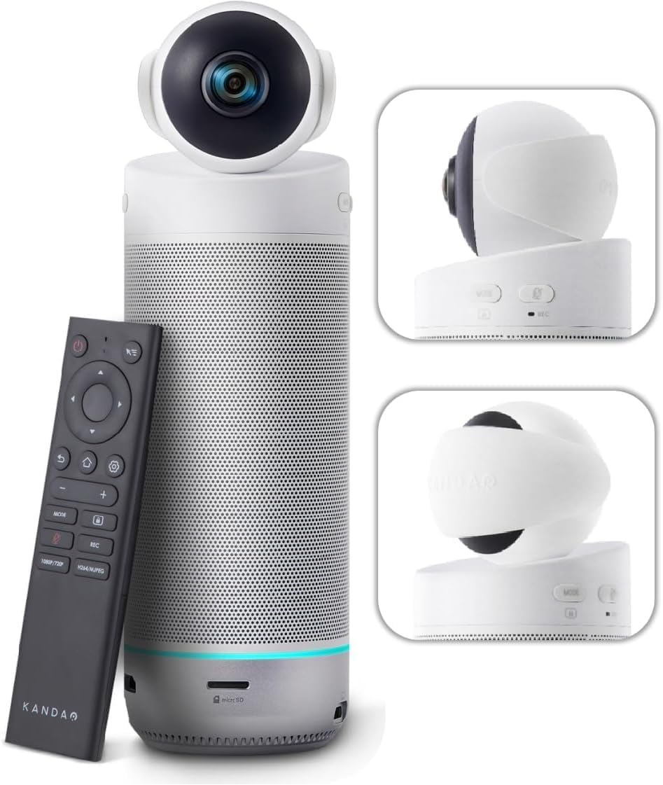 KanDao Meeting S - 180° Standalone Video Conferencing Camera, Microphone & Speaker Video Audio 4-in-one Meeting Camera, AI Smart Framing & Tracking, Hybrid Meeting Room Conference System, Zooming