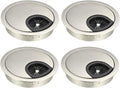 uxcell Cable Hole Cover, 2.4Inch/60mm Zinc Alloy Desk Wire Cord Cable Grommets Hole Cover for Office PC Desk Cable Cord Organizer, 4Pcs Wire Drawing Silver