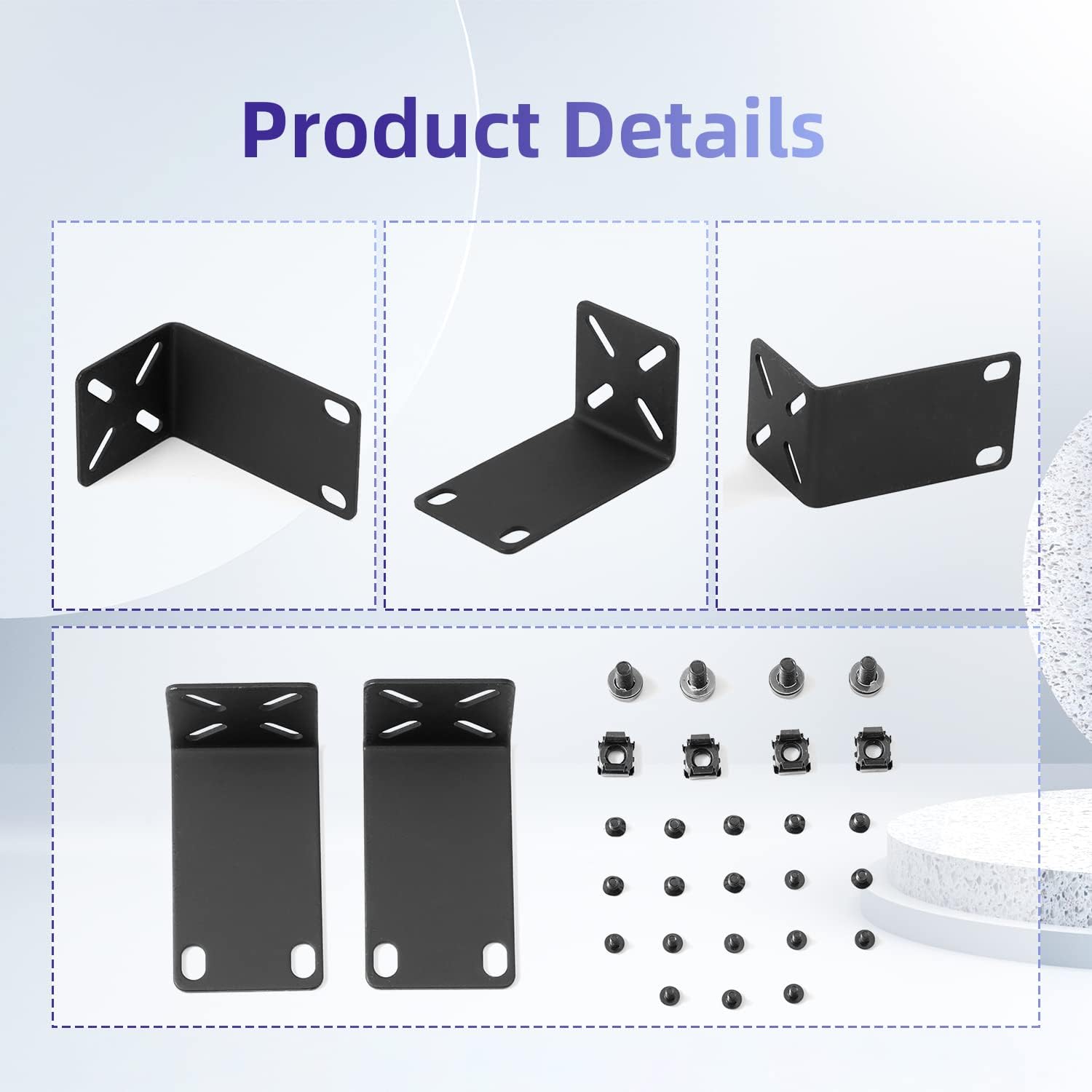 Rack Mount Kit for 12.6 inch Switches, Adjustable Rack Ears for Netgear, Cisco, D-Link, TRENDnet and Dell Products, Mount 12.6" Wide to 19" Equipment, Adjustable Hole Distance 14-30mm