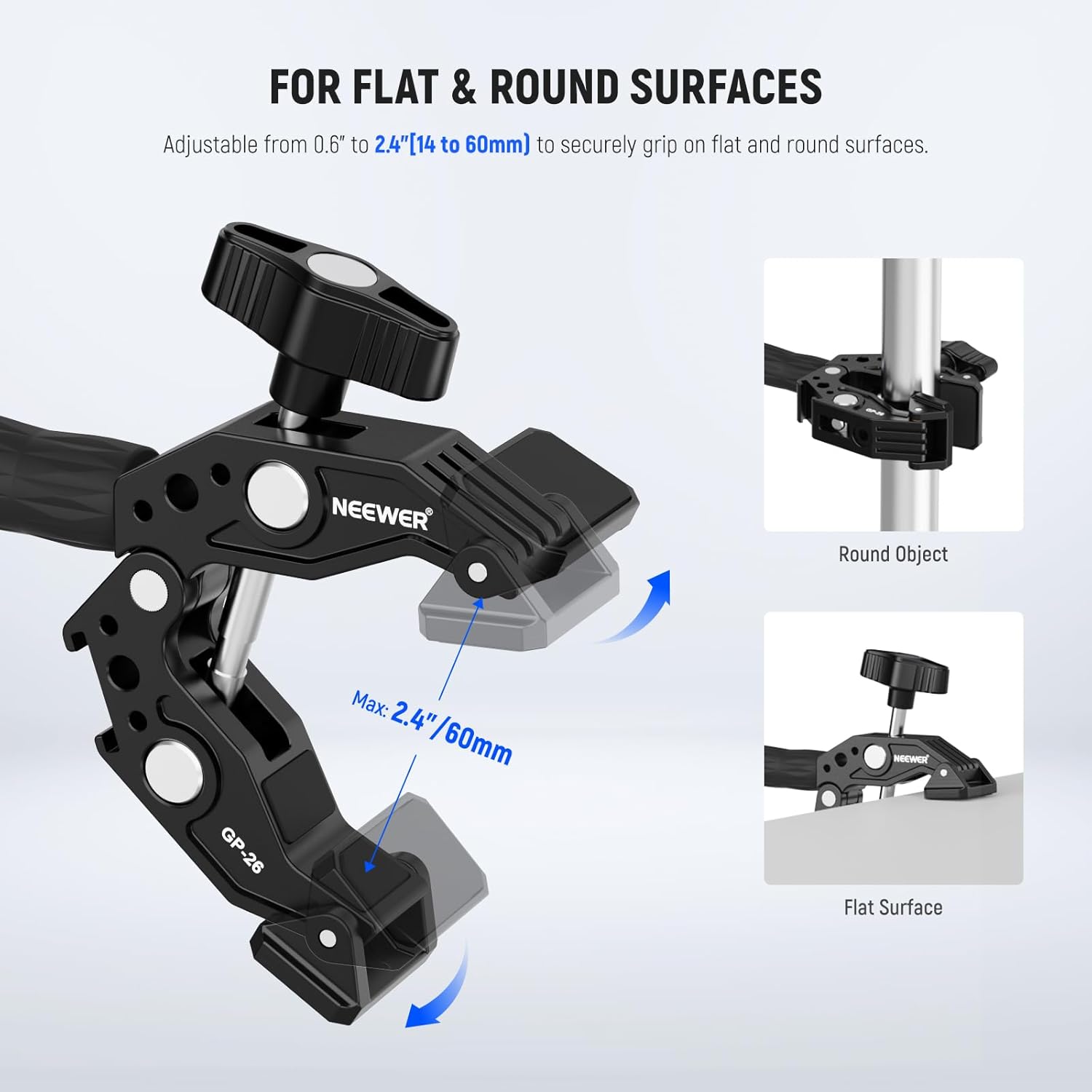 Neewer Action Camera Mount Kit with Super Clamp, Soft Tube, Adapter, Phone Holder for Flat/Round Surfaces, Compatible with GoPro, Insta360, DJI Action Camera, Smartphone