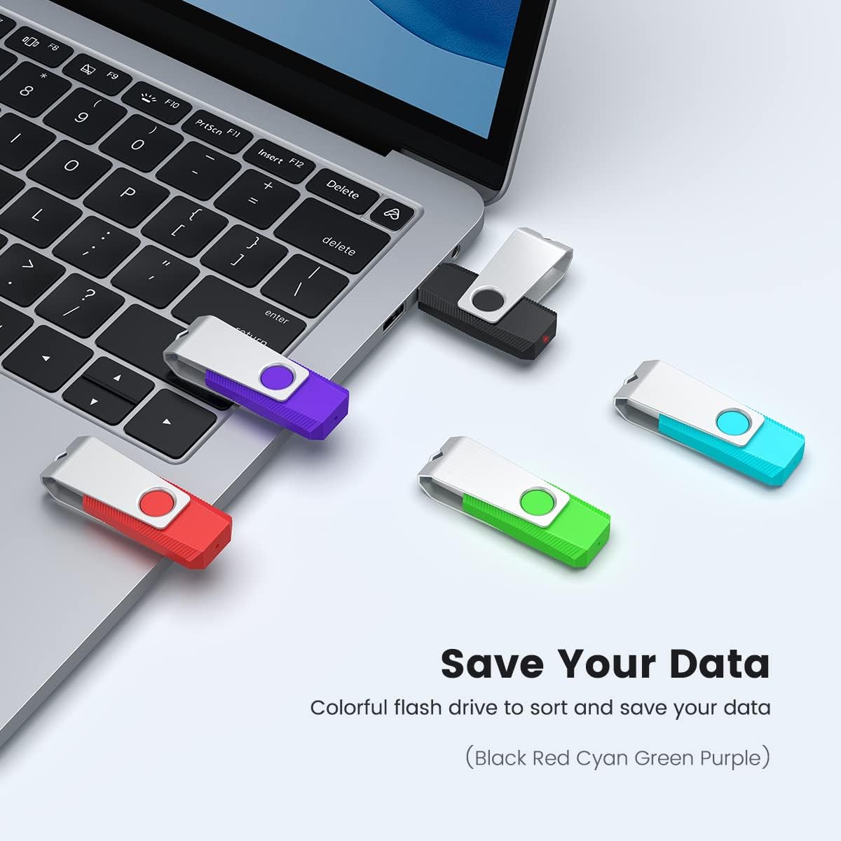 Aiibe 16GB USB 3.0 Flash Drive 10 Pack - Thumb Drives Memory Stick in 5 Mixed Colors (Black, Red, Cyan, Green, Purple)