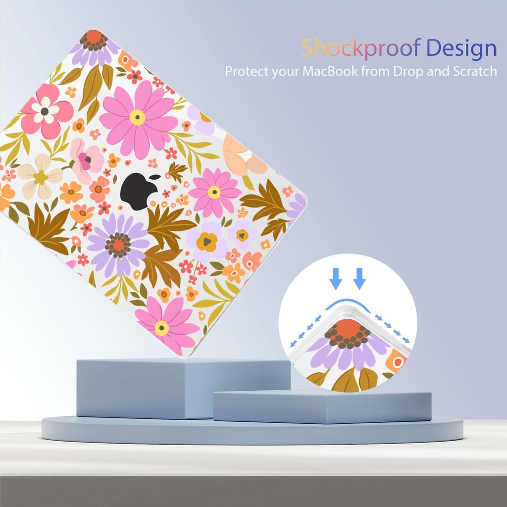 Teryeefi Compatible for MacBook Air 13.6 inch Case A3240 A3113 A2681 (2025 2024-2022 Release), Protective Plastic Hard Shell Cover for MacBook Air M2 M3 M4 13 inch, Pretty Floral A006