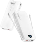 Portable Phone Charger, 20000mAh 22.5W Type C Charger Fast Charging with Built-in Cable & Wall Plug, Portable Power Bank with LED Display, Travel Essential Battery Pack for iPhone, iPad, Samsung White