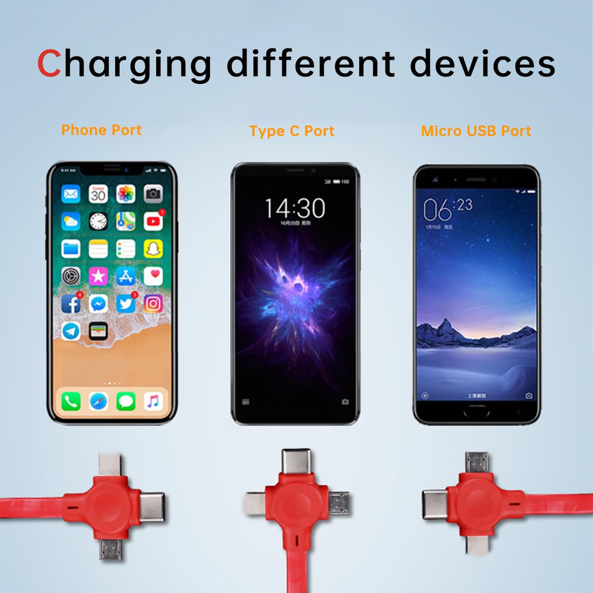 2 Pcs 3 in 1 Retractable Multi Chargers Cable(3.28FT) with USB C/Micro USB/IP and Phone Stand, Festivals and Birthday Gift for Your Family and Friends, Compatible with iPhone/Android/Tablet