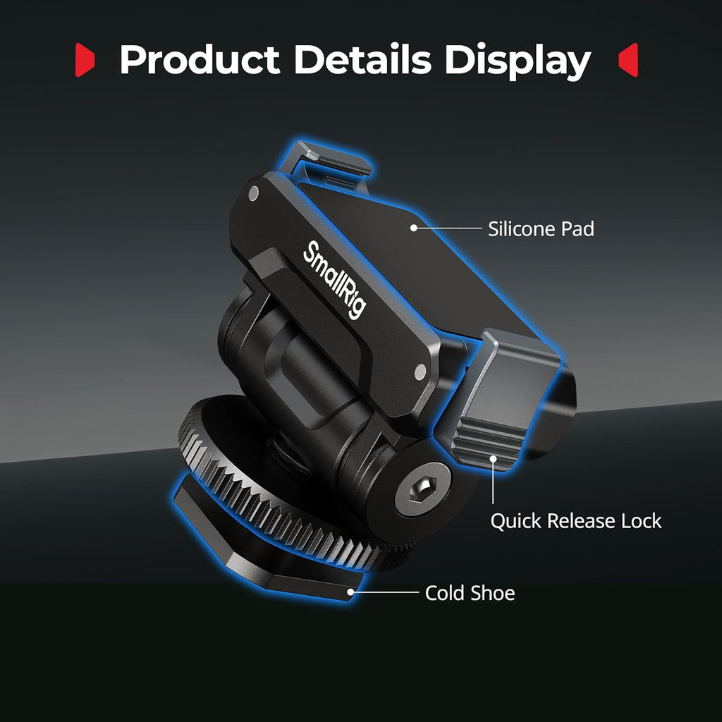 SMALLRIG Cold Shoe Adapter Mount for DJI Osmo 360 / Action 5 Pro / 4 / 3, with Quick Release Mount, 180° Tilt Adjustable - 5436