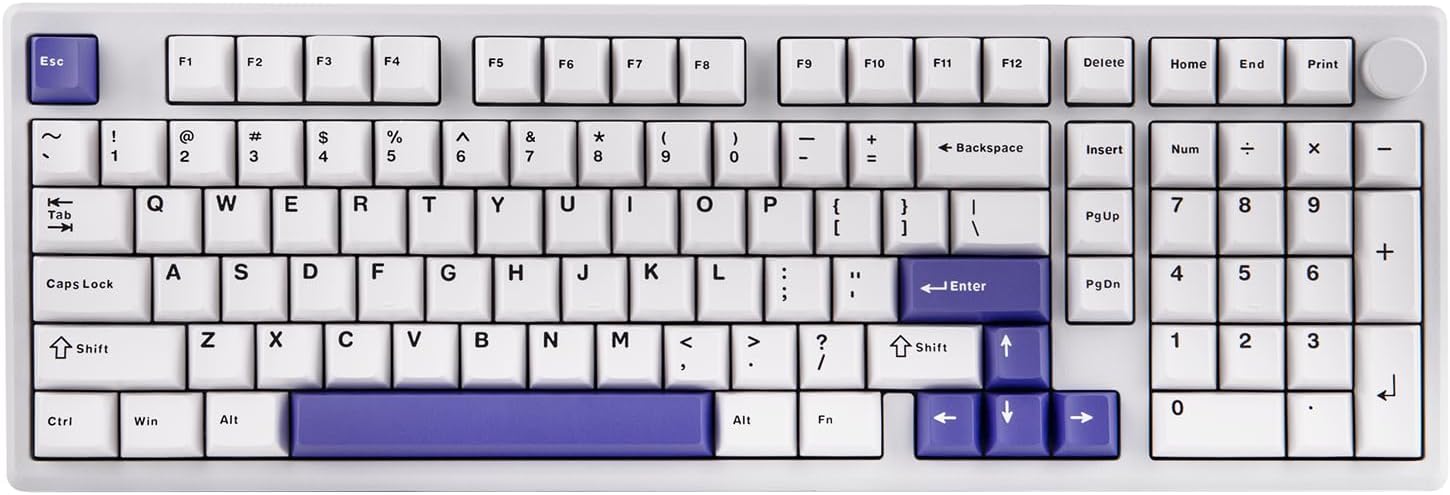 EPOMAKER Galaxy100 QMK/VIA Wireless Mechanical Keyboard with 8000mAh Battery and Numpad, CNC Aluminum, Full Size Gaming Keyboard, USB-C/BT5.0/2.4Ghz (White Purple, Marble White Switch)