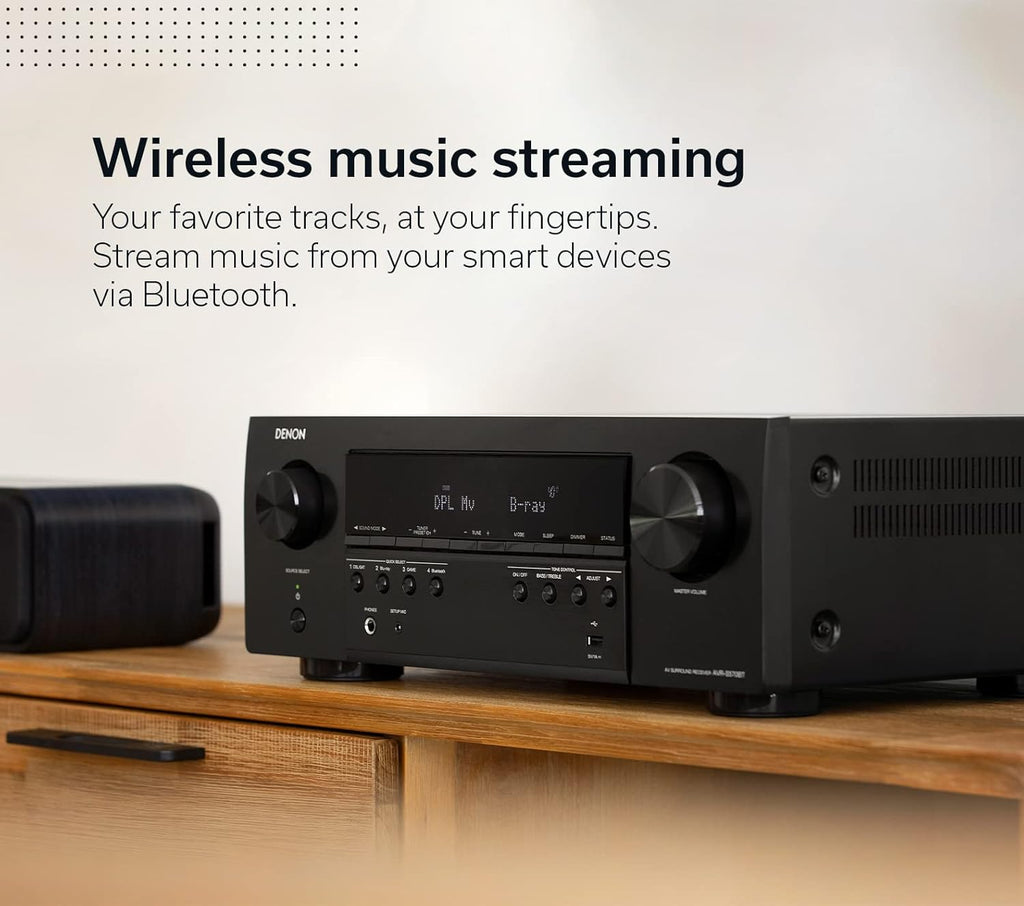 Denon AVR-S570BT 5.2 Channel AV Receiver - 8K Ultra HD Audio & Video, Enhanced Gaming Experience, Wireless Streaming via Built-in Bluetooth, (4) 8K HDMI Inputs, Supports eARC, HD Setup Assistant