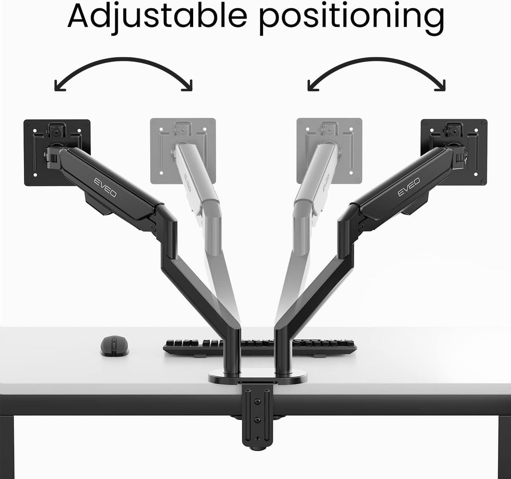 EVEO Premium Dual Monitor Mount 14"-35” Dual Monitor Arm VESA Bracket Adjustable Height Gas Spring Dual Monitor Stand, Screen Full Motion Dual Monitor Arm-Computer Monitor Stand for 2 Screens - Red