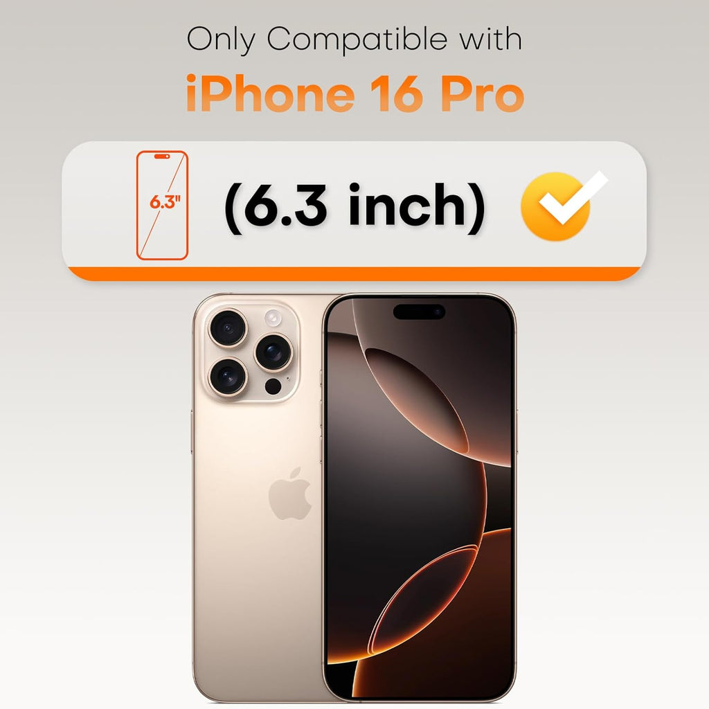 TOCOL for iPhone 16 Pro Screen Protector 9H Hardness Military Grade Shatterproof HD Tempered Glass Full Coverage Easy Installation Case Friendly 2 Pack