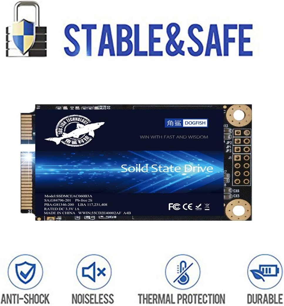 SSD mSATA 1TB Dogfish Internal Solid State Drive High Performance Hard Drive for Desktop Laptop SATA III 6Gb/s Includes SSD 16GB 32GB 60GB 64GB 120GB 128GB 240GB 250GB 480GB 500GB 1T (1TB MSATA)