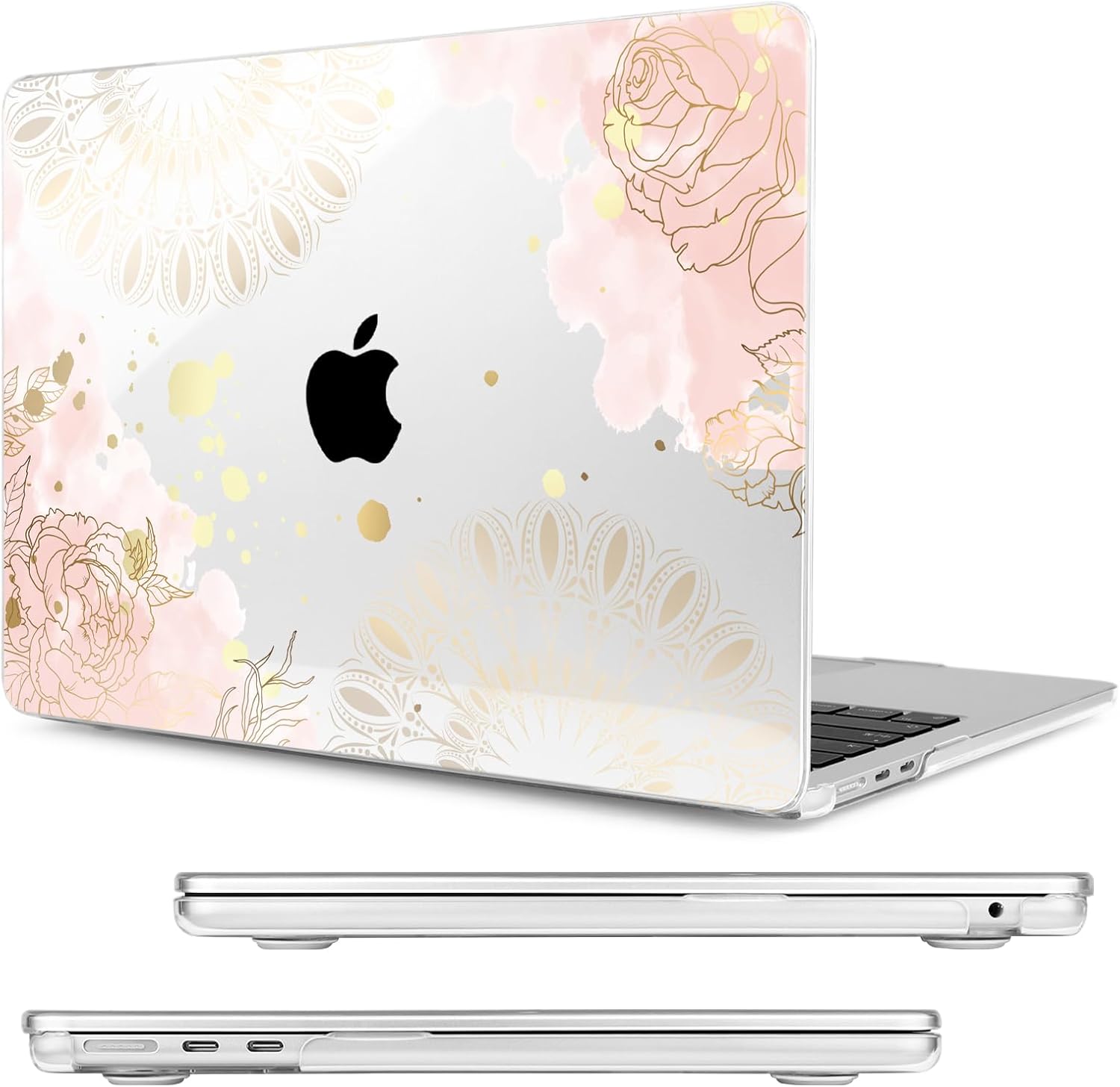 Compatible with MacBook Air 13.6 inch Case, M4 A3240/M3 A3113/M2 A2681 (Released 2025 to 2022), Hard Shell, Keyboard Cover, Screen Protector, Webcam Cover & Type-C Adapter, Vector Flower2