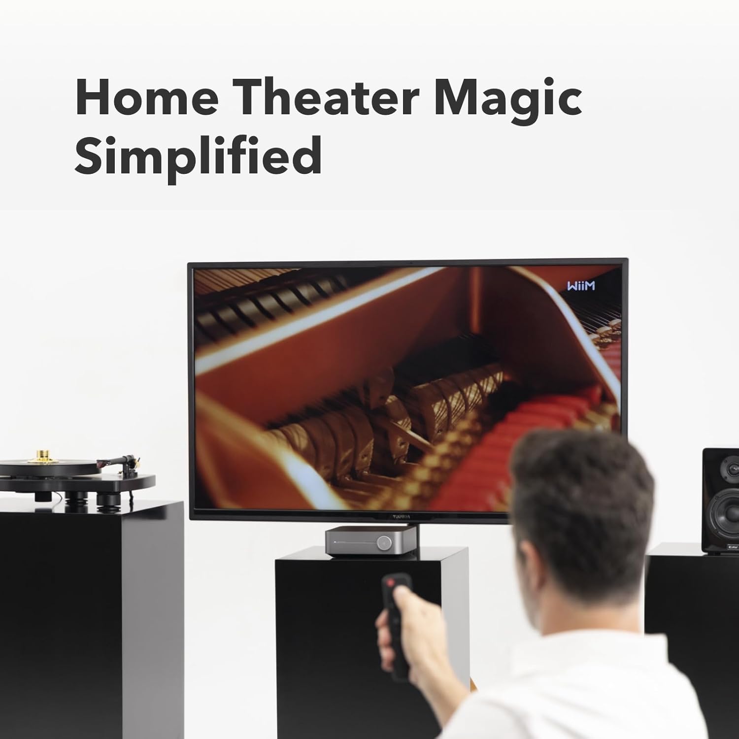WiiM Amp Pro: Multiroom Streaming Amplifier | Compatible with Google Cast, Alexa | HDMI, Voice Control | Stream from Spotify, Amazon Music, Tidal & More - Dark Gray
