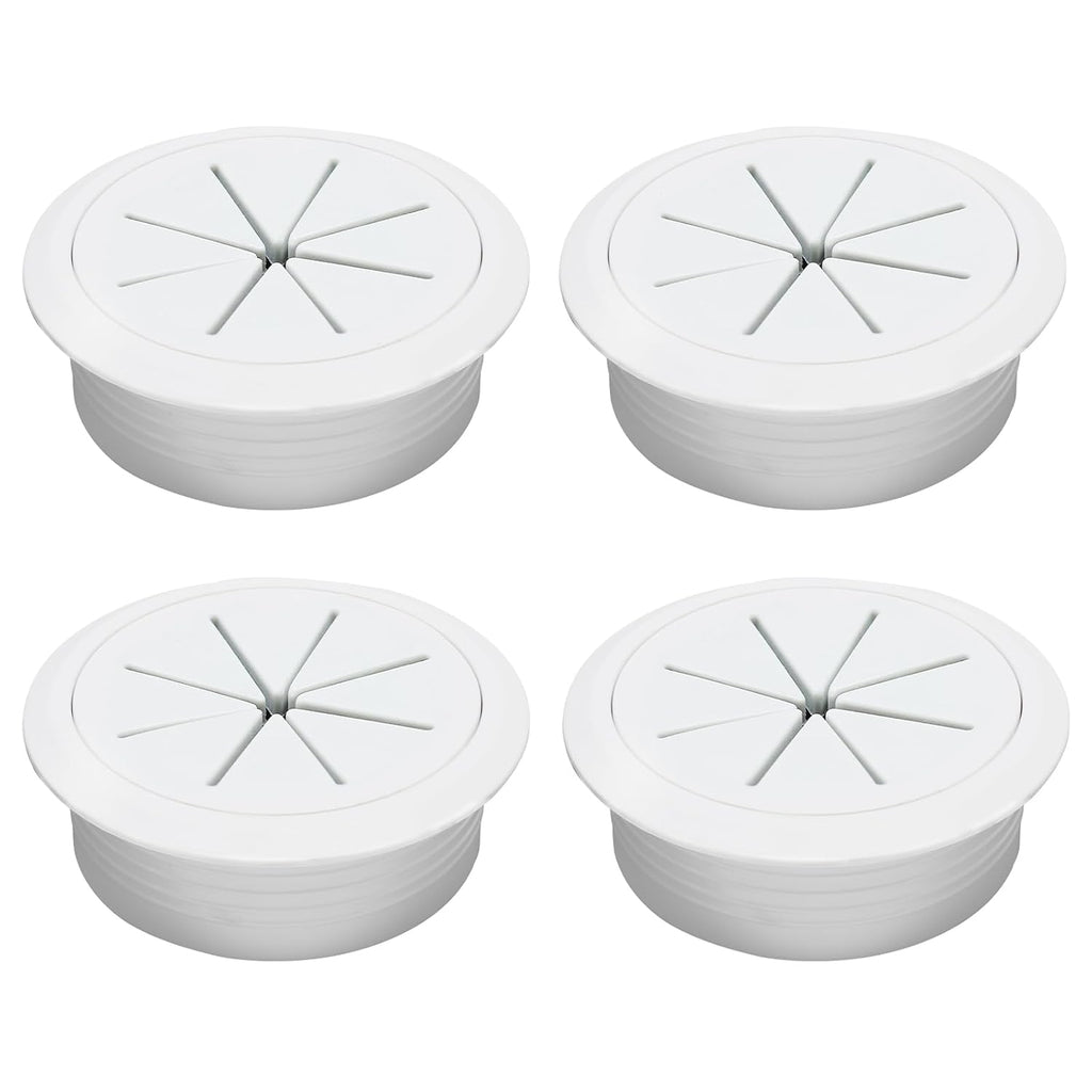 Desk Grommet 2-1/16" (53 mm), Desk Hole Cover for Cables White, Cable Grommet ABS Plastic, Desk Hole Grommet for Office and Home Table Cable, Detachable & Flexible Cable Cord Organizer-4 Pcs