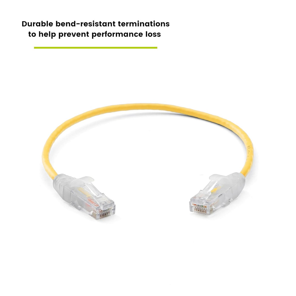 TRUECABLE Cat6 Component Rated Patch Cable, Unshielded (U/UTP), 1ft, Yellow, 28AWG Solid Copper, Snagless 10G High-Speed Ethernet Cable, PoE++ 4PPoE 100W, UL Listed, RoHS-3, 1 Pack