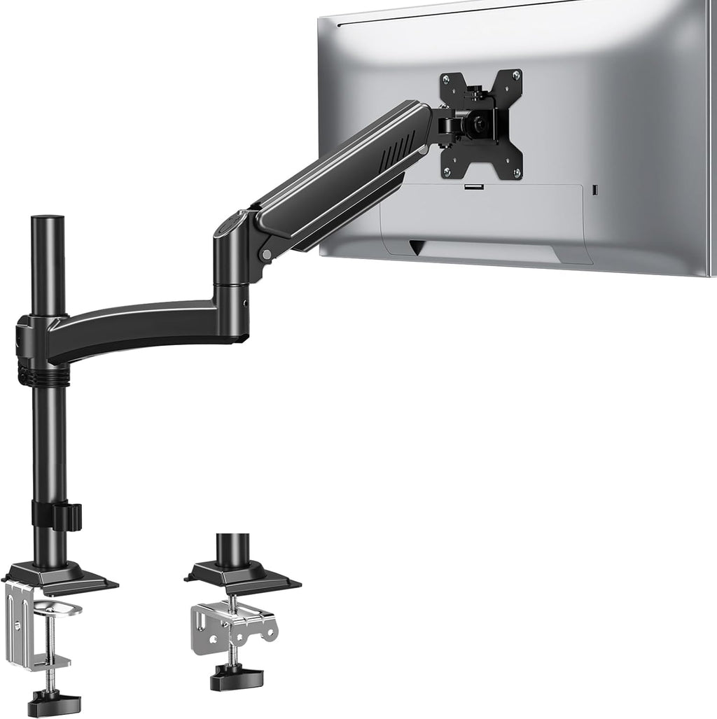 Single Monitor Mount Arm, VESA Desk Mount Stand for 13-32 inch Computer Screen up to 22 lbs, Adjustable Height Tall Monitor Arm with Tilt Swivel Rotation, VESA 75 100mm, Black, Freelift