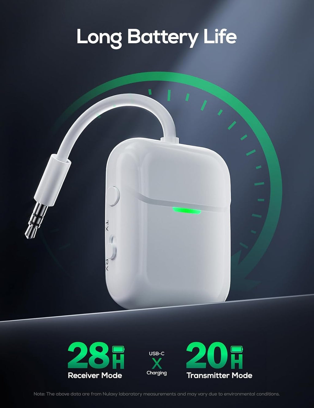 Nulaxy Air in-Flight Bluetooth Wireless Audio Transmitter Receiver for up to 2 AirPods & Wireless Headphones, Bluetooth Adapter for All 3.5mm Jacks on Airplanes, Gym Equipment, TVs & Gaming Consoles