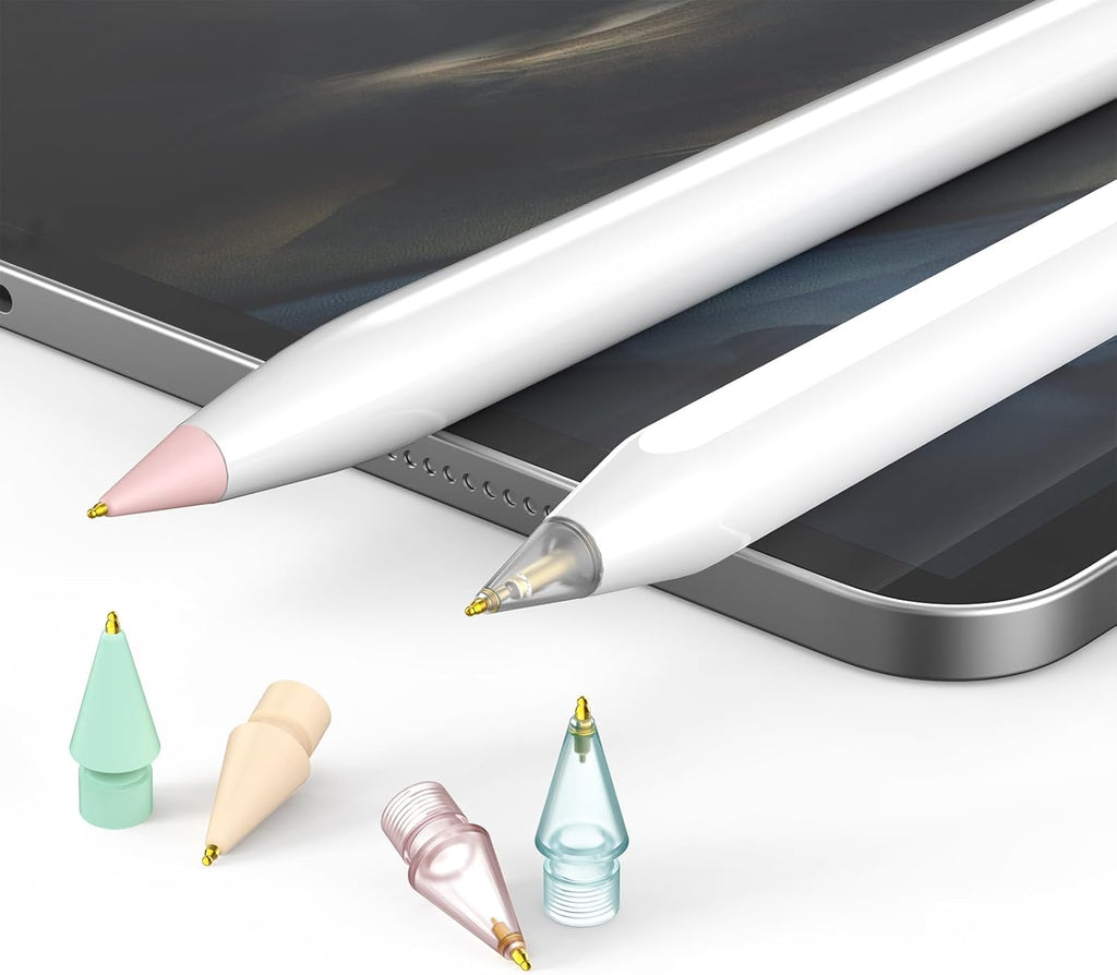 6 Pack Fine Point Replacement Tips Compatible with Apple Pencil 2nd Generation, Apple Pencil 1st Generation & Apple Pencil USB-C Colorful Nibs (Original/Clear/Clear Pink/Clear Blue)