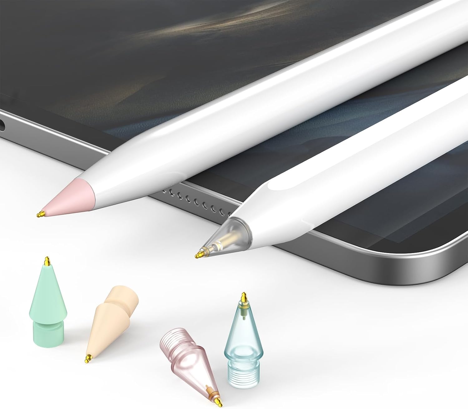 6 Pack Fine Point Replacement Tips Compatible with Apple Pencil 2nd Generation, Apple Pencil 1st Generation & Apple Pencil USB-C Colorful Nibs (Original/Clear/Clear Pink/Clear Blue)