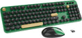 Wireless Keyboard,KOOTOP Cute Colorful 104 Keys Typewriter Retro Round Keycaps Keyboard for PC Laptop,Desktop,Windows, Home and Office Keyboards (Black Green)