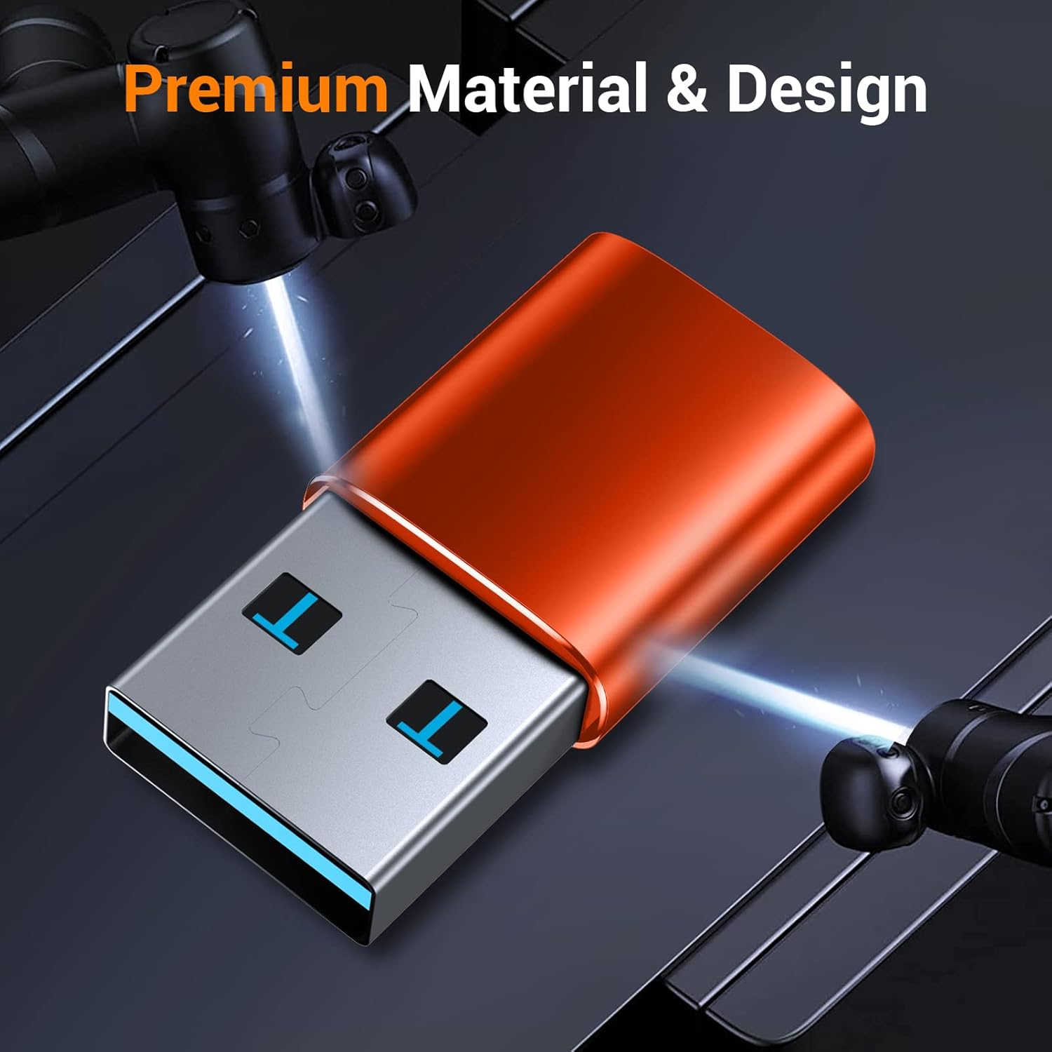 Temdan USB to USB C Adapter 4 Pack,【2*Type C Female to A Male Charger Converter】&【2*USB C Male to USB Female】 OTG Adapter for Apple Watch Ultra 8 9,iPhone 15 Pro Max 14 13 12,AirPod,Samsung - Orange