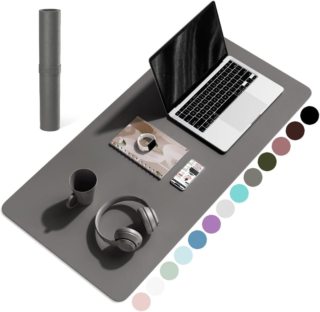 YSAGi Non-Slip Leather Desk Pad, Waterproof Laptop Computer Desk Keyboard Mat, Table Protector Blotter Mat, Large Mouse Pad for Office/Work/Home/Decor(Dark Gray, 31.5" x 15.7")